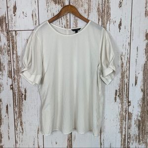 Banana Republic White/Black Polka Dot Blouse XL